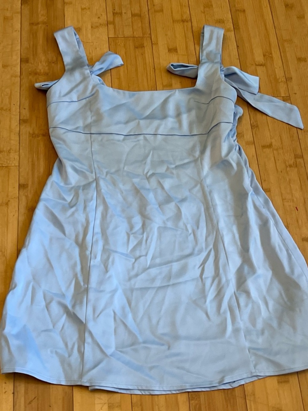Urban Outfitters Light Blue Tie-Shoulder Mini Dress